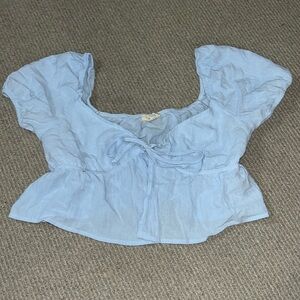 Light Blue tie front shirt